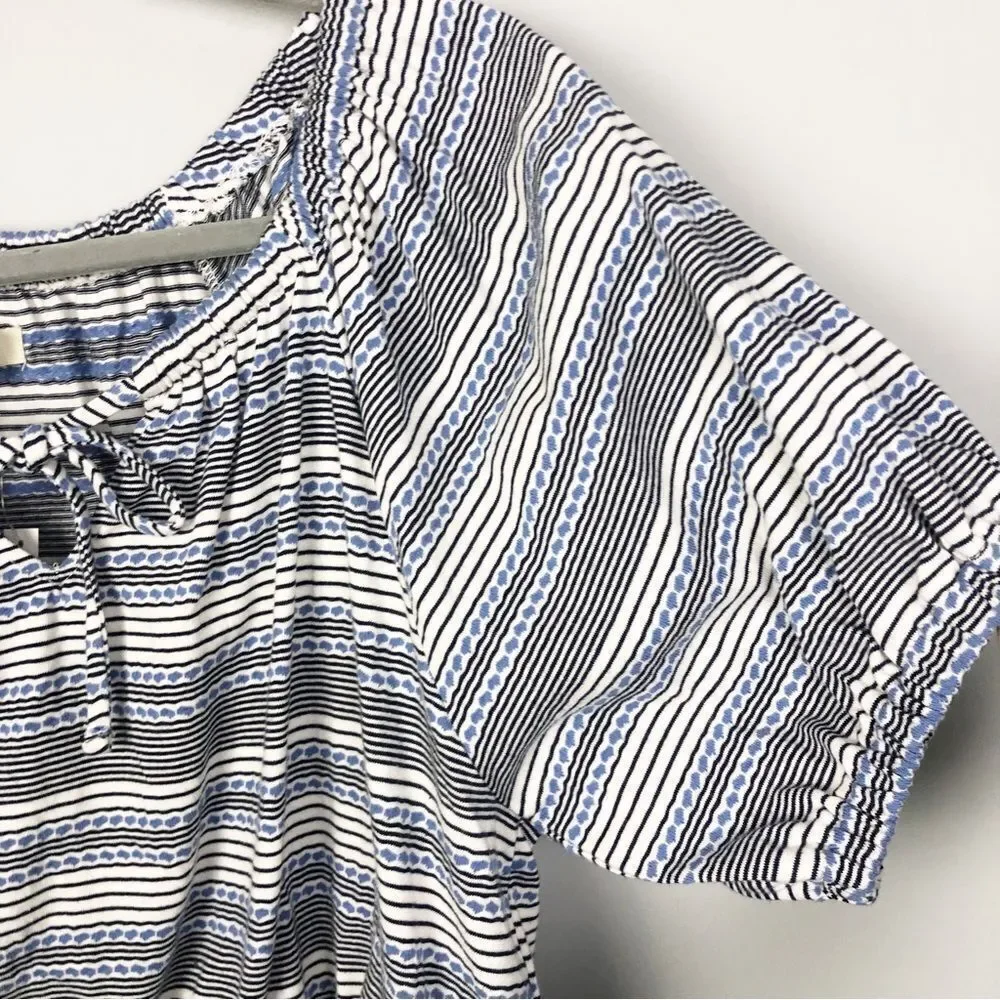 MADEWELL | NEW Jacquard Keyhole Cropped Top Tranquil Ocean Stripe Women’s Medium